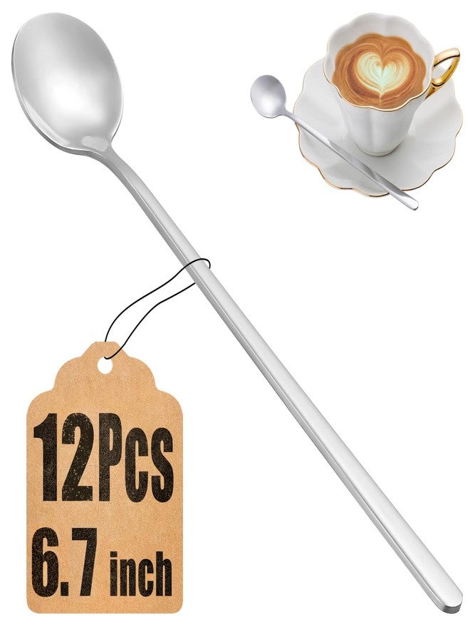 NEWDRIP 12 Pcs Teaspoons Set, 6.7 Inch Tea Spoons Long Handle, Small Teaspoons, Food Grade Stainless Steel Spoons, Long Spoon for Stirring, Metal Espresso Spoon, Coffee Bar Accessories - Image 1